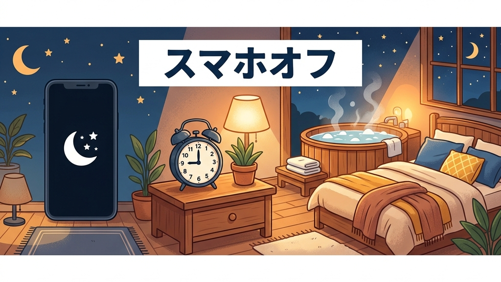 夜9時にスマートフォンをオフにする質の高い睡眠ルーティン