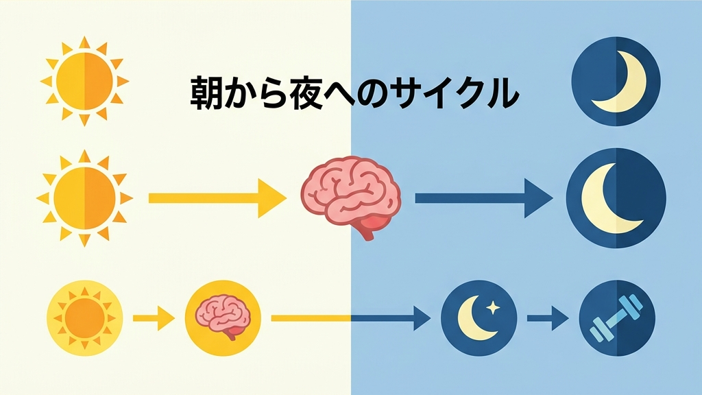 朝のトリプトファンが夜の睡眠を整えるサイクル