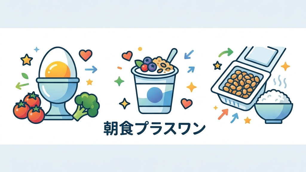手軽に朝食にタンパク質を追加する3つの食品例