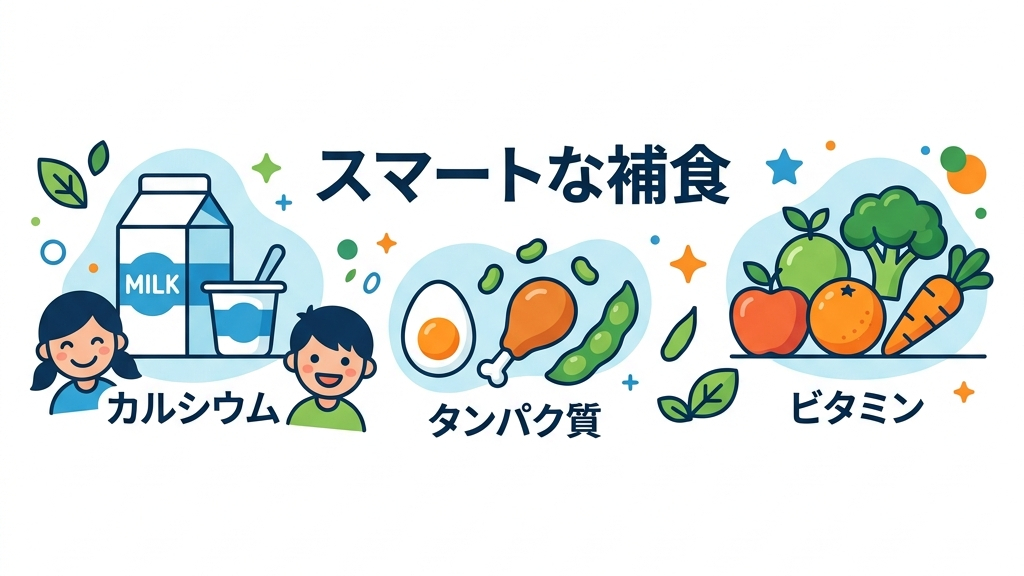 栄養補給に優れた健康的な補食のメニュー例と成長サポート成分